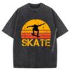 Skateboarder Retro Vintage Skateboarding Grafisk T-shirts Mænd Vintage Vasket T-shirt Mænd Printede Skjorter