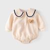 Baby Clothes Clothes Long Sleeve Bodysuit Boys Girls Newborns Baby Preparing for Birth Gift Sailor Style Plain Bear Pattern Beige 12M [Baby koi]