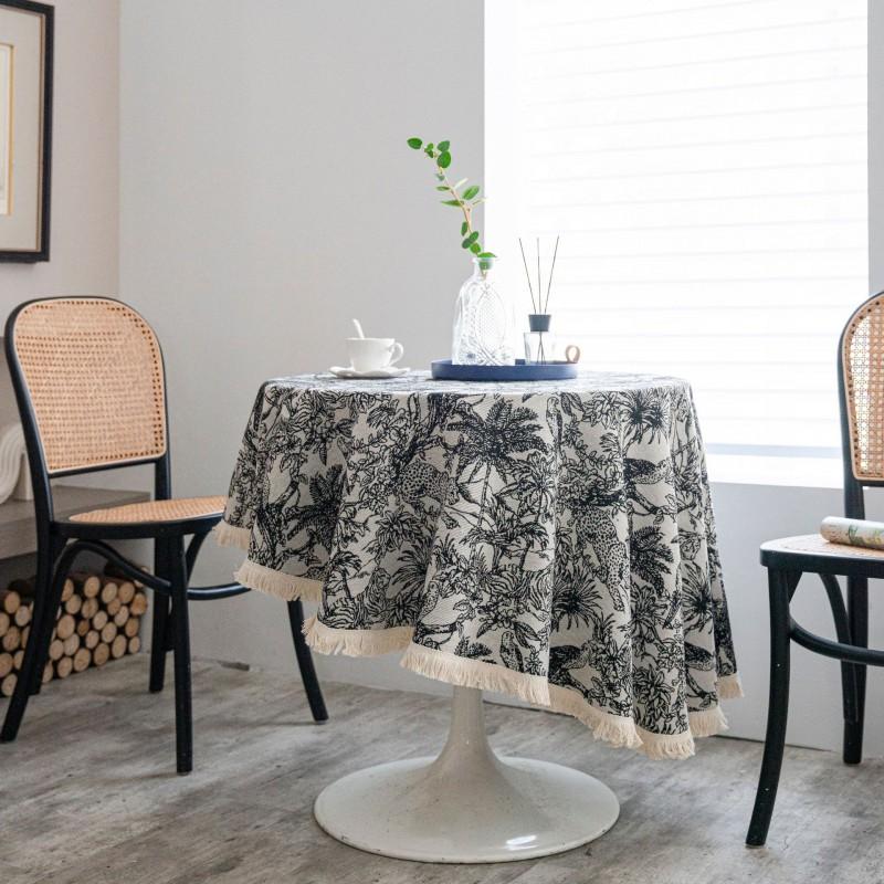 Cotton Jacquard Tablecloth Round Dining Table Cover