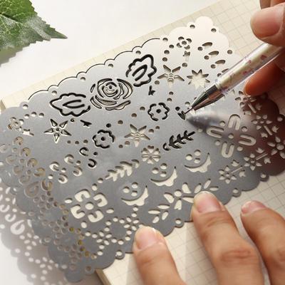 Multi Function Stainless Steel Doodle Drawing Rule with  Lace Hollow Out
