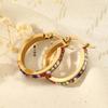 Retro Gorgeous Multicolored Treasure Contrasting Color Earrings, Colorful Diamond-encrusted Gold Rings, Exquisite Face Small and Versatile Noble