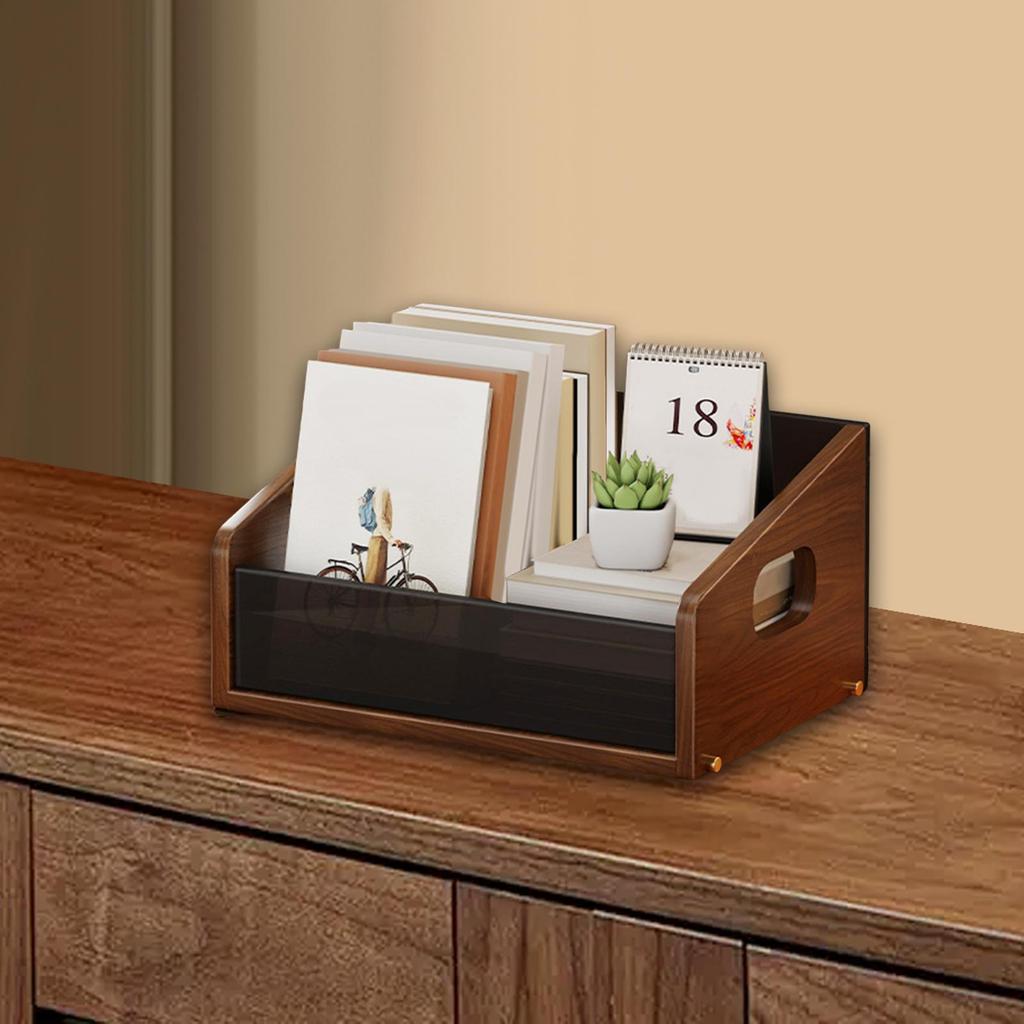 Record Storage Box Rustic Desktop Open for Countertop Dorm Room Sundries Small