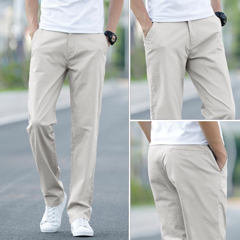 Men's Plus Size Cotton Casual Pants - Spring/Autumn 2025, Loose Straight Leg with Winter Velvet Lining