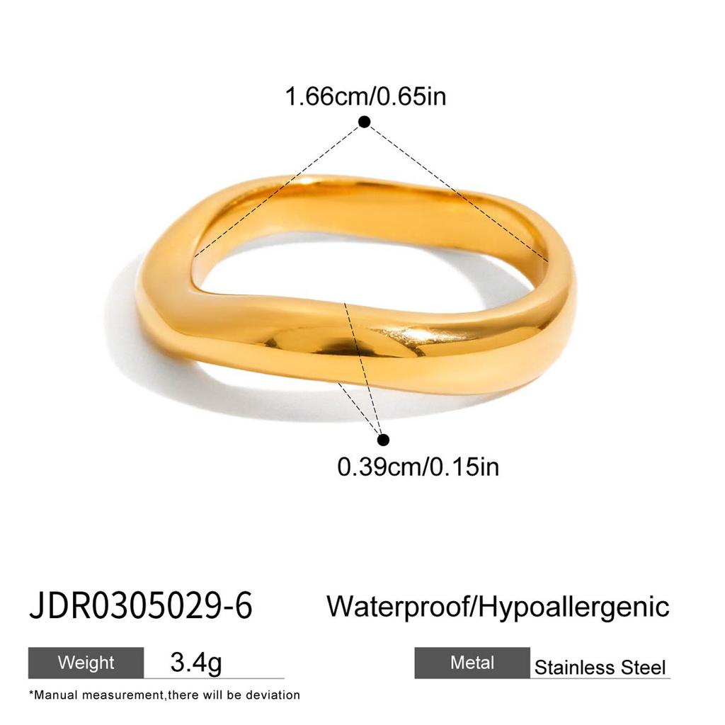 Zora Designer Minimalist 18K Gold-plated Stainless Steel Round Ring With Rhinestones Waterproof Trendy Women's Daily Jewelry