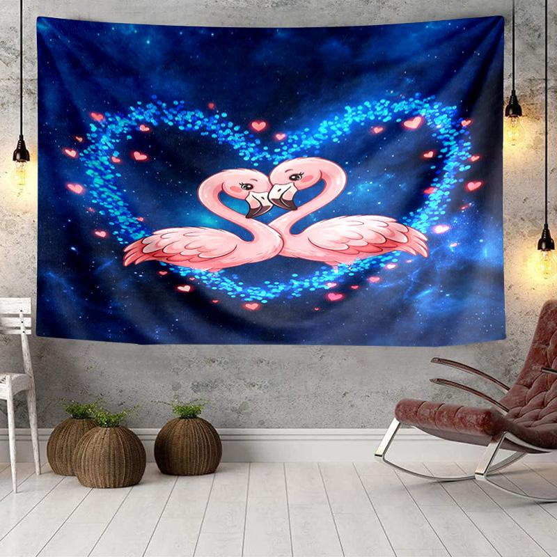 Love Birds In Heart Tapestry Room Decoration Wall Hanging for Living Room Bedroom, Dormitory, Birthday and Christmas Gifts