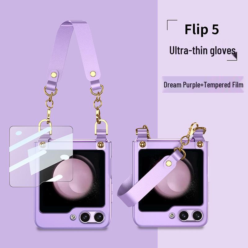 Creative Wrist Strap Foldable Case with Integrated Shell & Film for Samsung Z Flip5