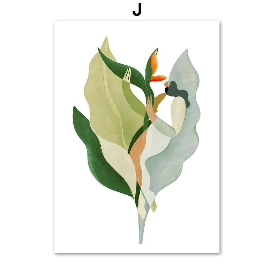 Scandinavian Style Boho Abstract Wall Art Prints, Abstract Poster, Coral Leaves Flower Gallery, Aesthetic Room Decor, Modern Fas