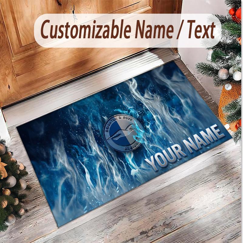 Personalized Crystal Velvet Carpet Brighton & Hove Albion Football Pattern Non Slip Floor Rug