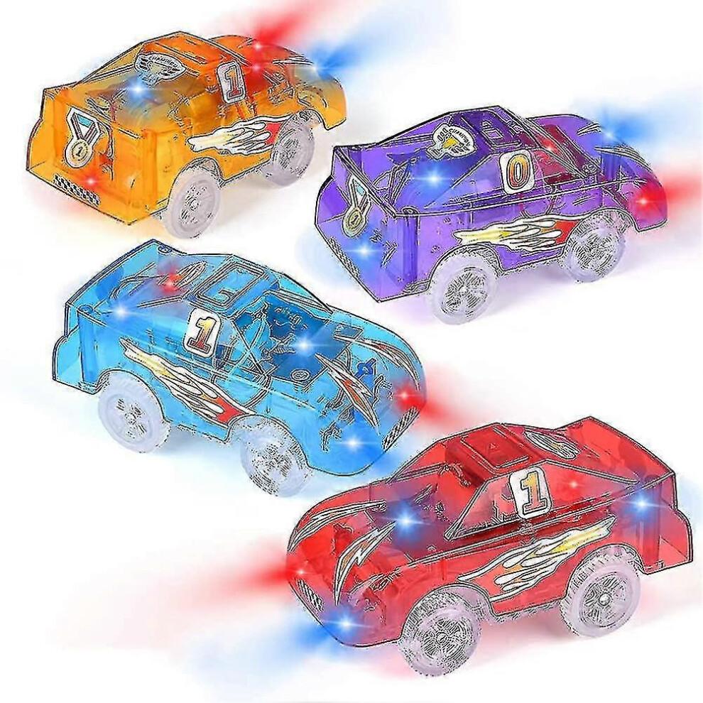 4er-Pack Ersatz-Schienenautos Leuchtende Spielzeug-Rennautos mit 5 blinkenden LEDs