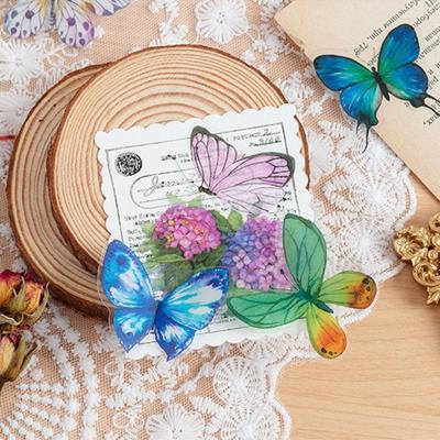 40PCS Colorful Butterfly Scrapbook Sticker Waterproof Vintage Stationery Sticker PVC INS Style Mobile Sticker Scrapbooking
