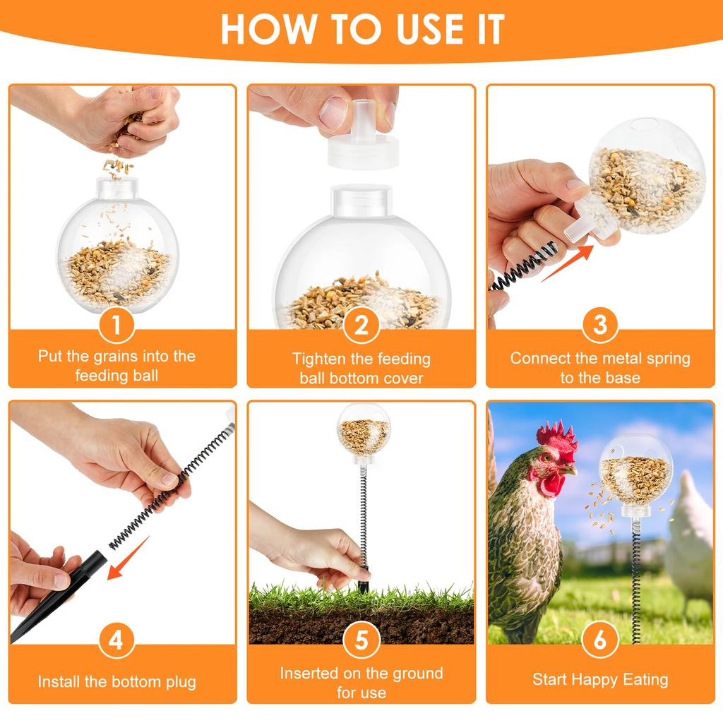 2piece Interactive Chicken Peck Dispenser Toy Chicken Pecking At Toys Puzzle Swinging Slow Feeder for Poultry Ducks and Birds