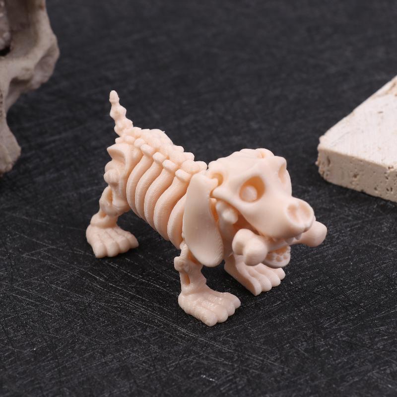 

3D Printed Eared Dog Skeleton Statue Joint Mobility Doll Desktop Ornament Living Room Home Office Decoration Gifts one size