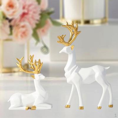 2 Deer Figurine Statue Home Living Room Sculpture Creative Gifts Modern Desktop Ornament