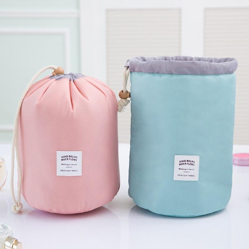 Borsa porta trucchi a cilindro di grande capacità edizione borsa a secchiello impermeabile esterna per viaggio per ricevere un lavaggio ba