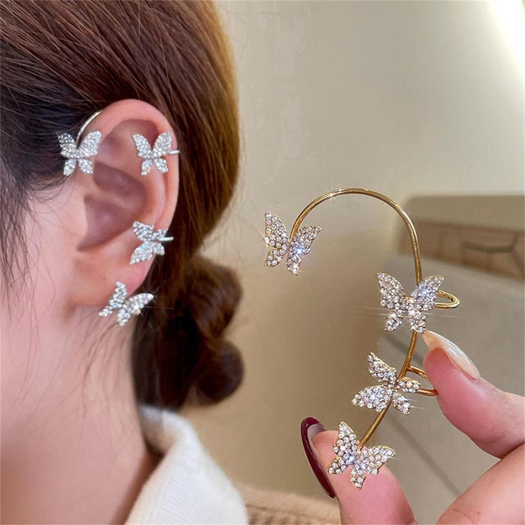 Fashion Gift Women's Pierced Earrings Rhinestone Butterfly Earrings Holiday Gift Earrings