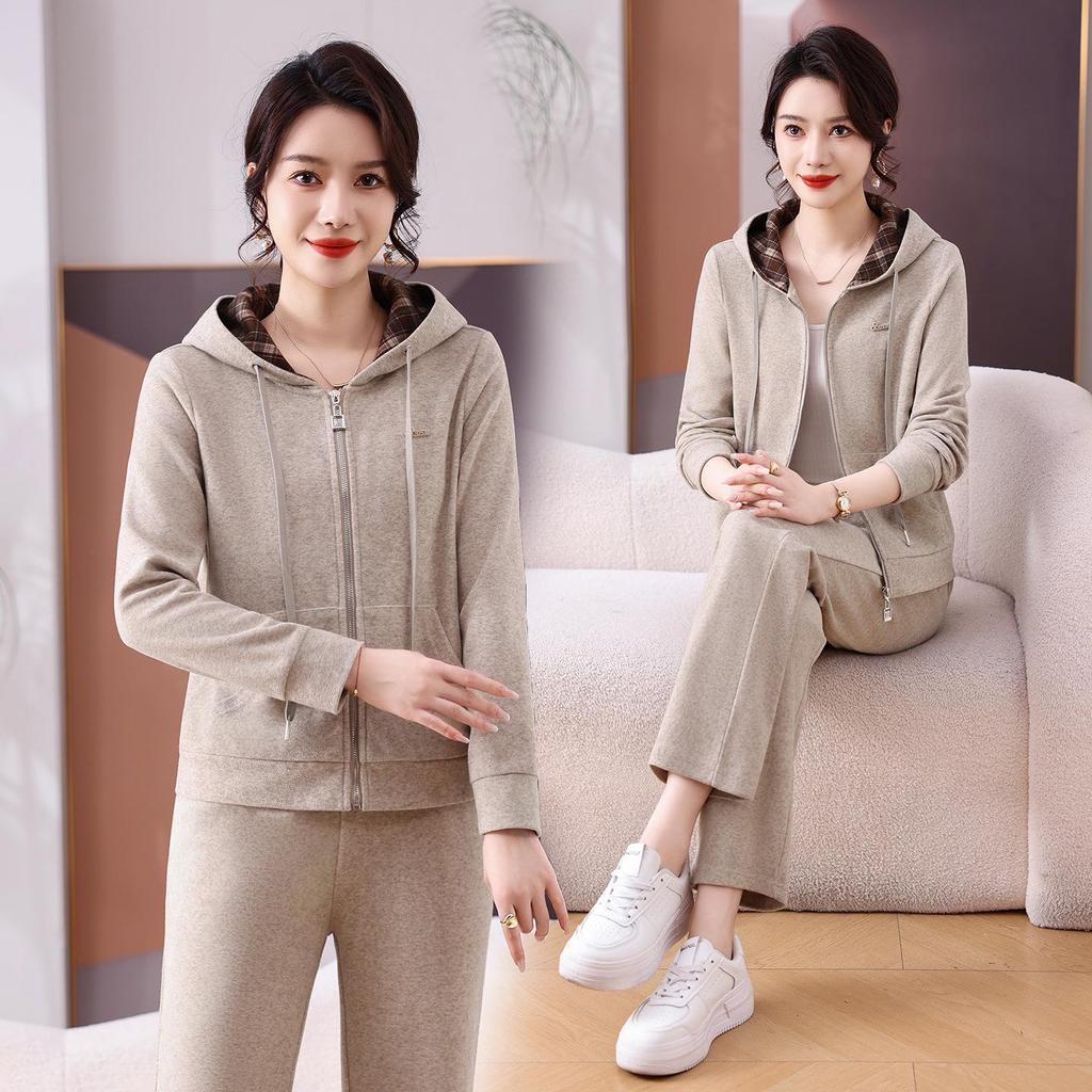 Women's Spring 2026 Casual Color-Block Hoodie & Sweatpants Set - Fashionable Two-Piece Sportswear