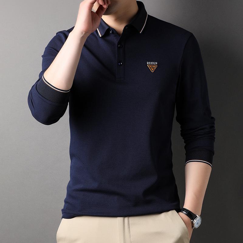 Primăvară și Toamnă Nou Casual Bărbați Tineri și de Vârstă Mijlocie Largi Topuri Culoare Solidă Polo pentru Bărbați