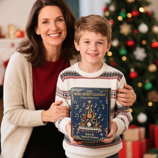 Musical Ornament Countdown Calendar Box 24-Day Christmas Advent Decoration Kids Family Holiday Decor