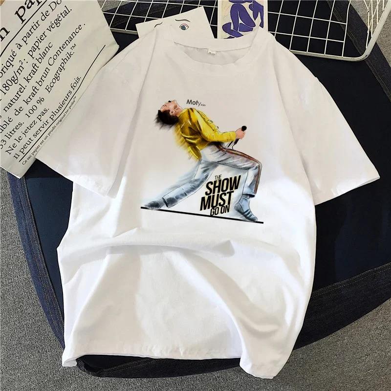 Freddie Mercury Queen Band T Shirts Women 90's Graphic Rock Top Tees Female Harajuku Vintage T-shirt Fashion Streetwear Tshirt