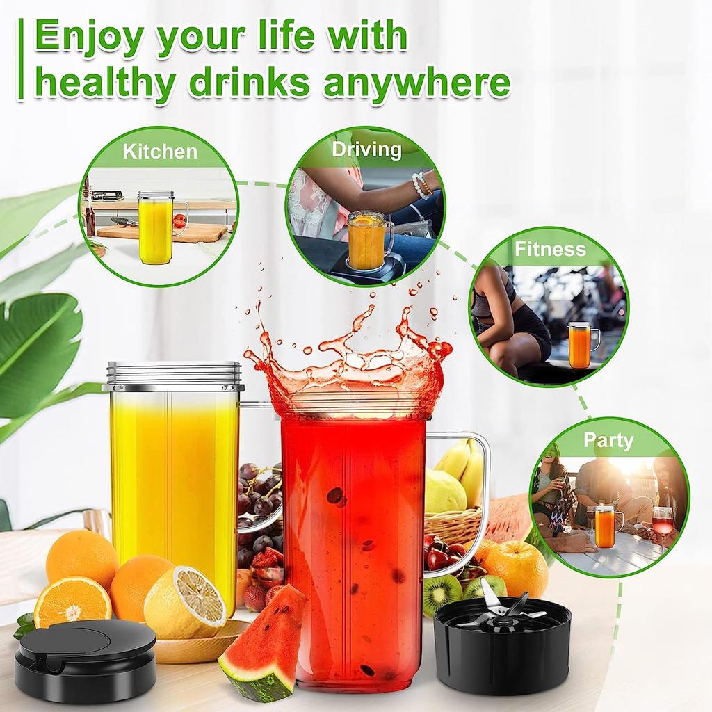 22oz Blender Cups Juicer Cup Lids Blender Blade Mixer Replacement Part Juicer Mixer Accessories for Magic MB1001 Blender