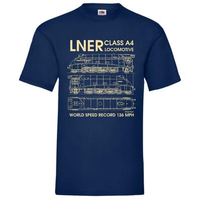 T-shirt Homme LNER Classe A4 Locomotive Train Plans Cadeau d'Anniversaire Taille S-5XL T-shirt Unisexe