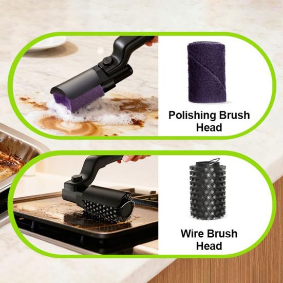 Elektrische Grillbürste mit verstellbarem Schwenkkopf, 3-Gang-Motor, rotierend, kabelloser Grillreiniger, wiederaufladbar, wasserdicht, BBQ-Reiniger