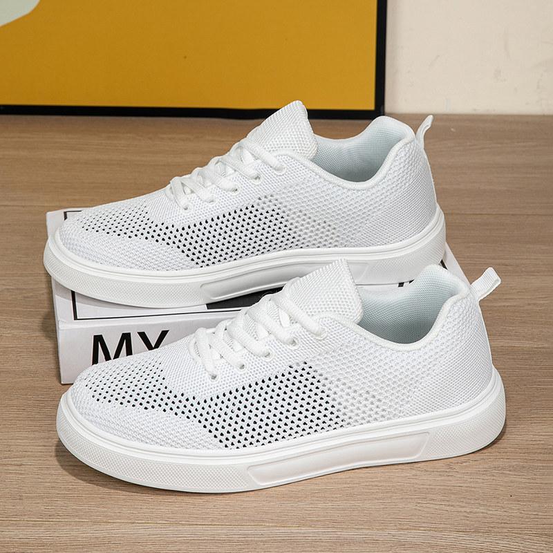 Summer pure black fly-woven sports shoes hollow breathable mesh shoes super light soft sole not tired feet mother shoes