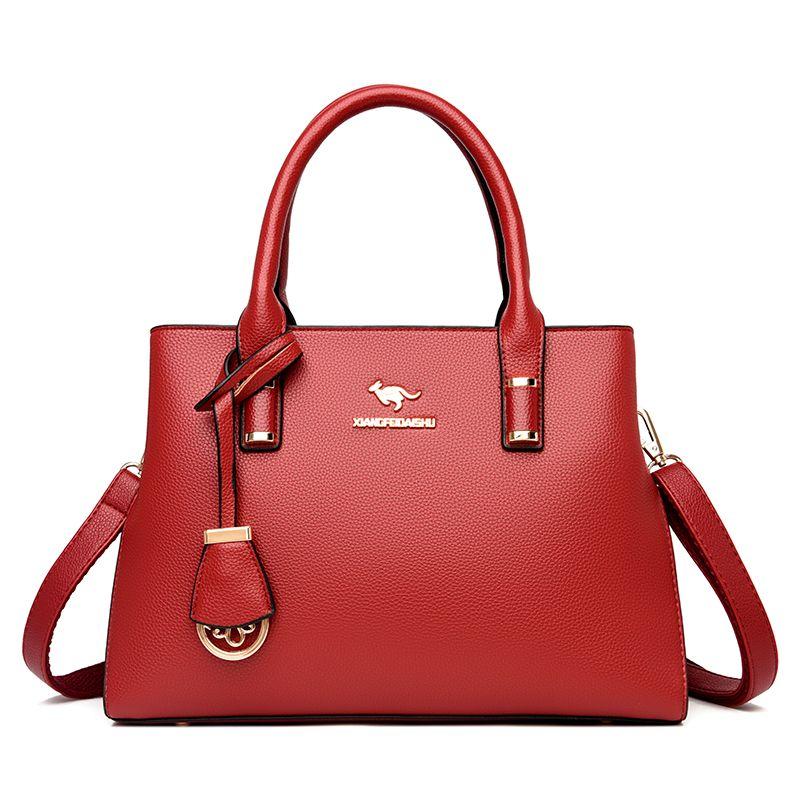 

Kangaroo Leather Best Selling Middle-Aged Women Versatile Handbag Positive Red