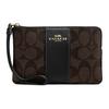 Corner Zip 16 Top Zip Closure Coated Canvas And Recycled Leather Clutch Women Clutch Brown Black CS602-IMAA8