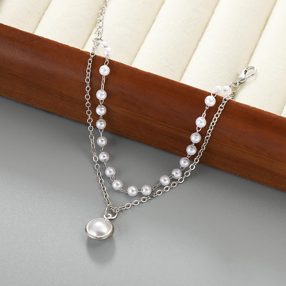 European and American double-layer pearl bracelet fashionable retro ins style personalized design cold wind pearl jewelry