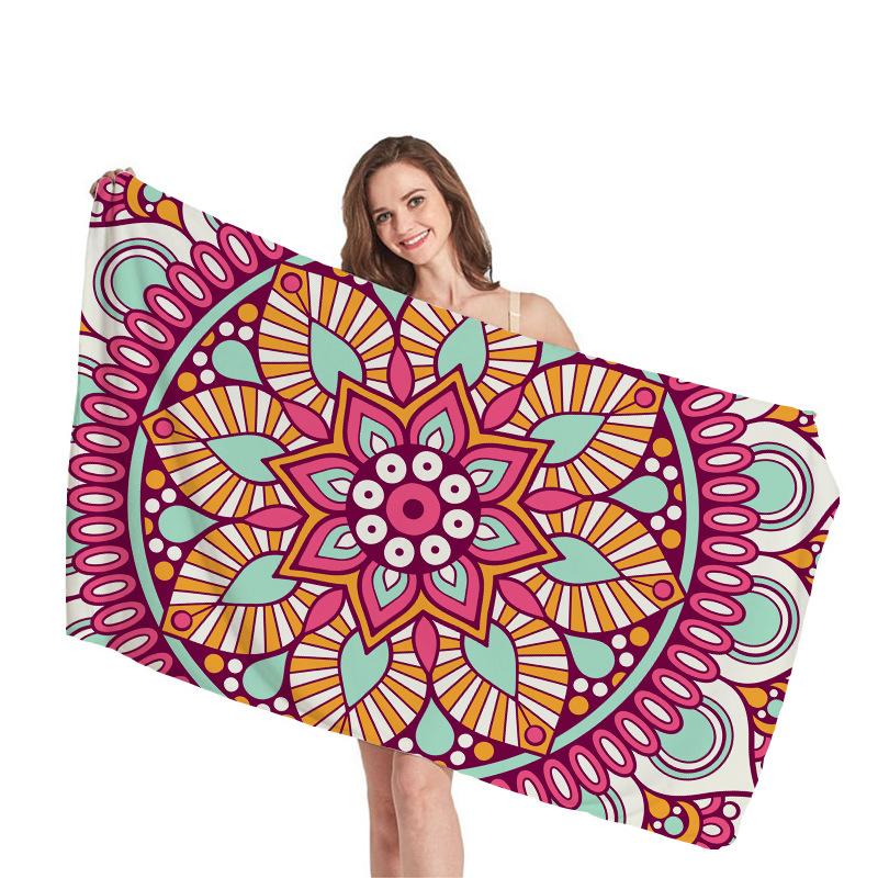 

Mantra geometric pattern digital-printed polyester Superfine fiber double-sided fleece Beach vacation bath towel, beach towel W40*H60(CM)