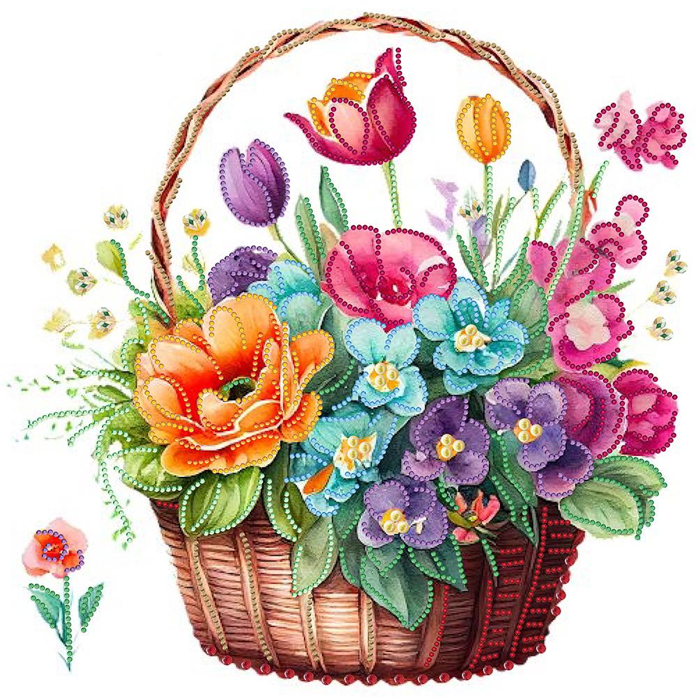 

5D DIY Partial Special Shaped Drill Diamond Painting Flower Basket Kit Decor