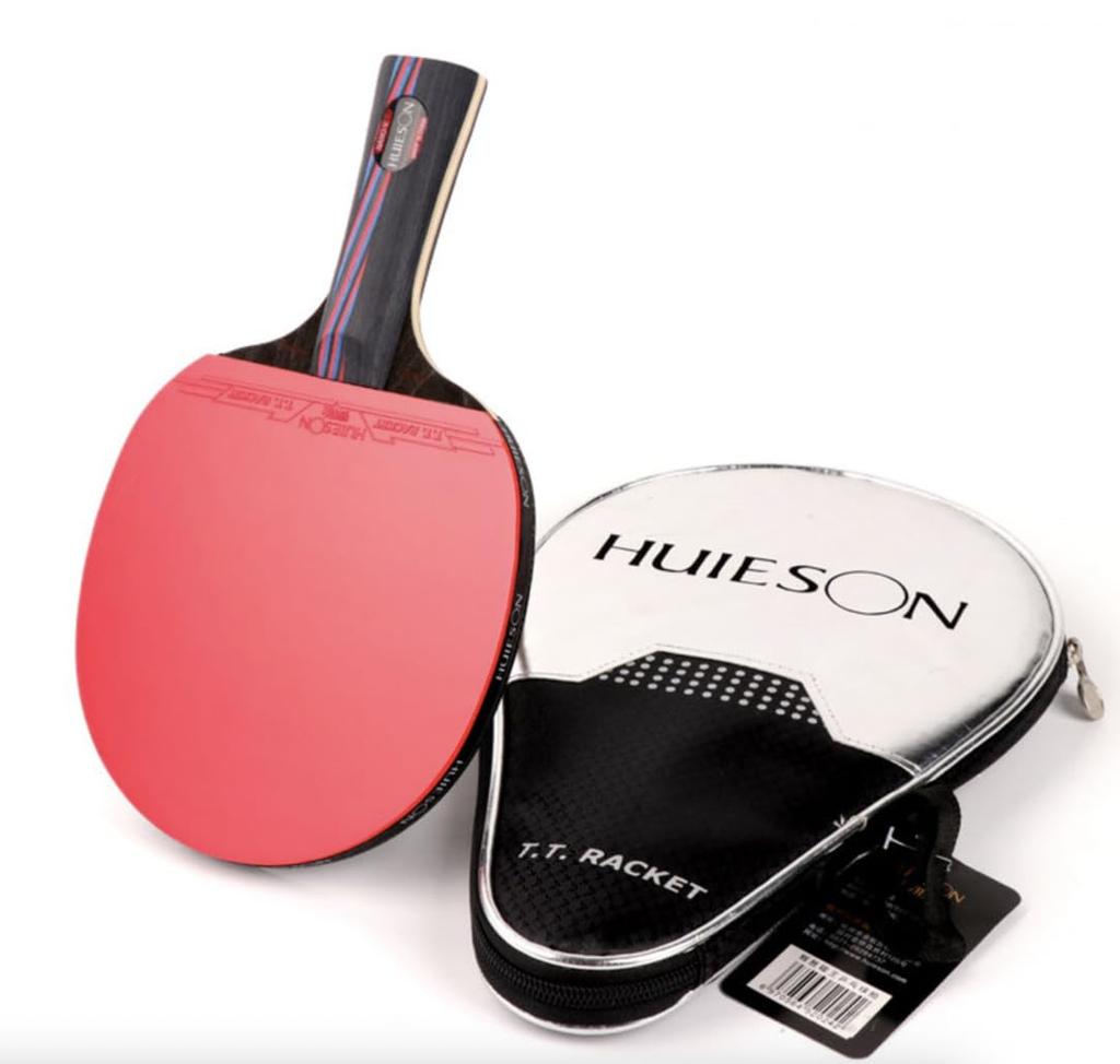 Table Tennis Racket Shake Hand Made in China with Case Rubber Carbon Plywood 204g Flare Grip [Mui Bien] Non-Adhesive