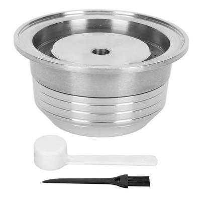 Reusable Coffee Capsule with Lid Scoop Brush Smooth Surface Stainless Steel and Plastic Refillable