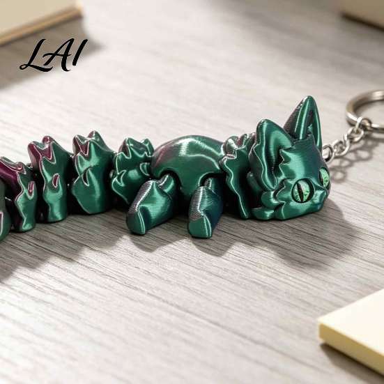 3D Printed Fox Keychain Articulated Keychain Flexible Joint Animal Pendant with Metal Fun Desk Decoration Key Ring Creative Figurine Toy Bag Charm