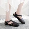Women's Closed-Toe Hollow Sandals Summer Flat Non-Slip Beach Jelly Shoes Breathable Roman Sandals