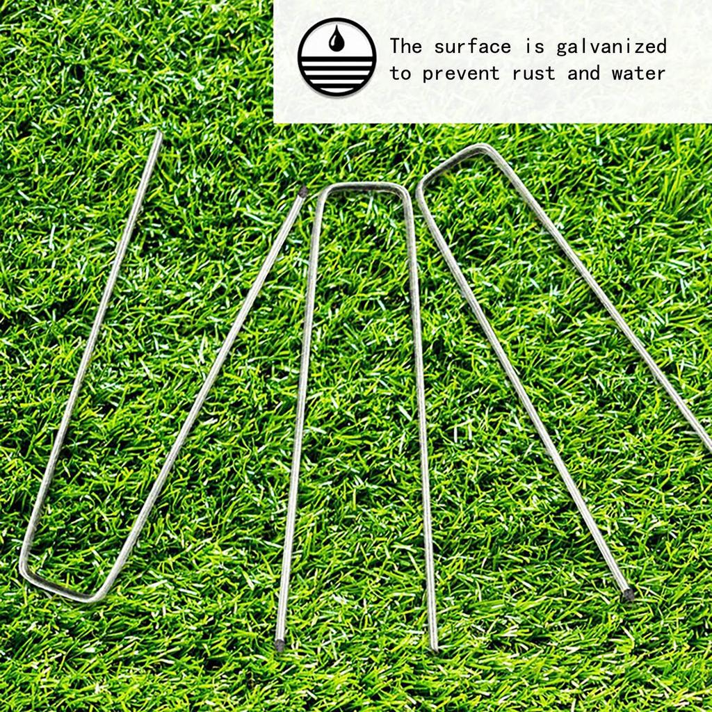 - Galvanized Ground Staples Steel Sod Stakes Pins U-Shap 50PCS