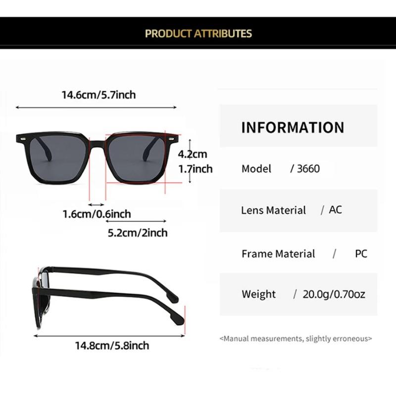 Unpolarisiert 1 Stück Kunststoff Herren quadratische Rahmenbrille klassische dekorative Sonnenbrille Damen täglich Reise Fahren Schattierungen