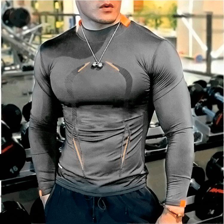 Summer Men's Fitness Training Breathable Quick Drying Clothes Men's Sports Fashion Long Sleeved T-shirt