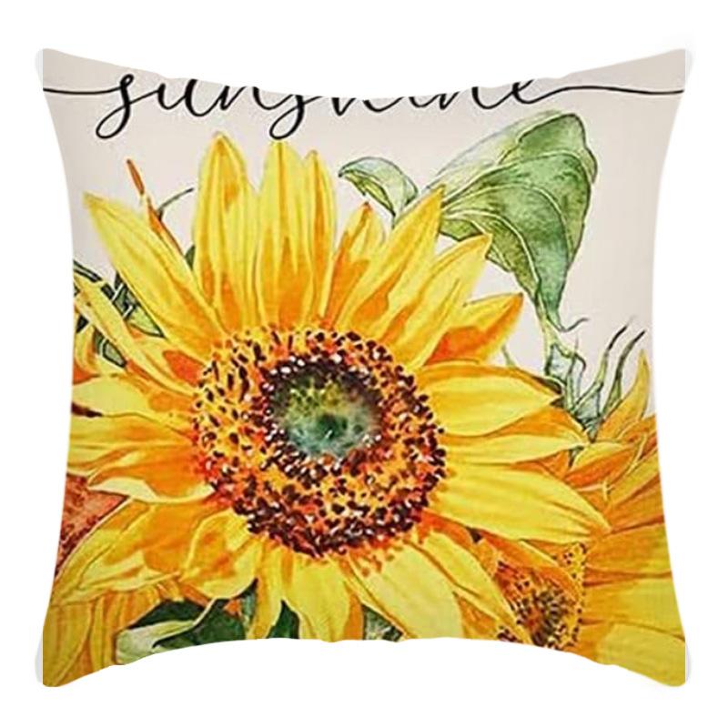 Printed Sunflower Nordic Fresh Home Cotton and Linen Pastoral Style Pillow Living Room Sofa B&B Bay Window Large Cushion Cover