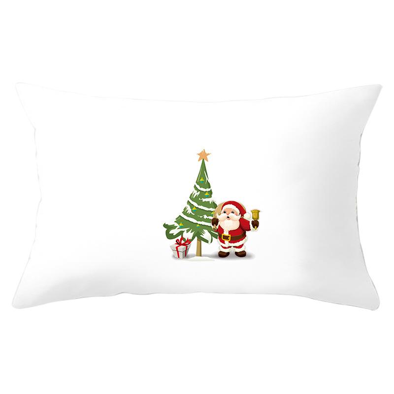 New Christmas Peach Skin Lumbar Pillowcase Cartoon Print Series Sofa Cushion Cover Throw Pillow Cover