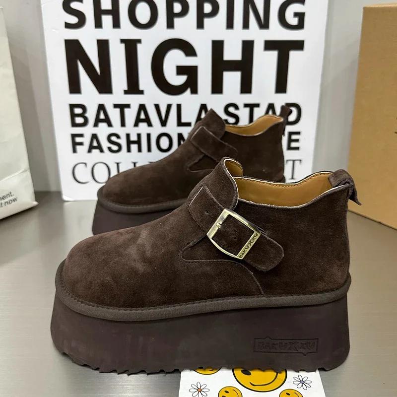 

Женские кроссовки на платформе, туфли на плоской подошве, замшевые повседневные туфли для женщин 2025 года, модные зимние туфли для ходьбы в стиле ретро, новые туфли Zapatillas Mujer 40