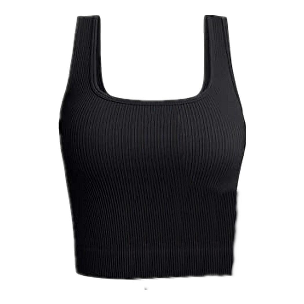 2026 Amazon cross-border hot sale women s vest, ribbed high elasticity exercise yoga sleeveless top S
