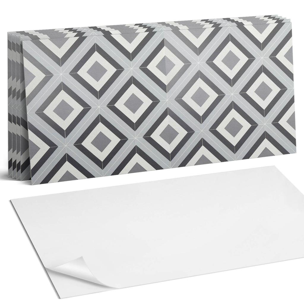Package of Vinyl Tiles Easy Assembly Geometric Pattern of Rhombuses 6X60X30 Cm