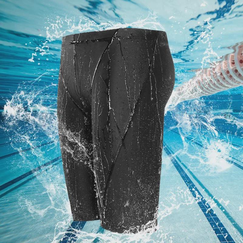 2024 Men's Sharkskin Swim Trunks with Cap - Five-Point Design