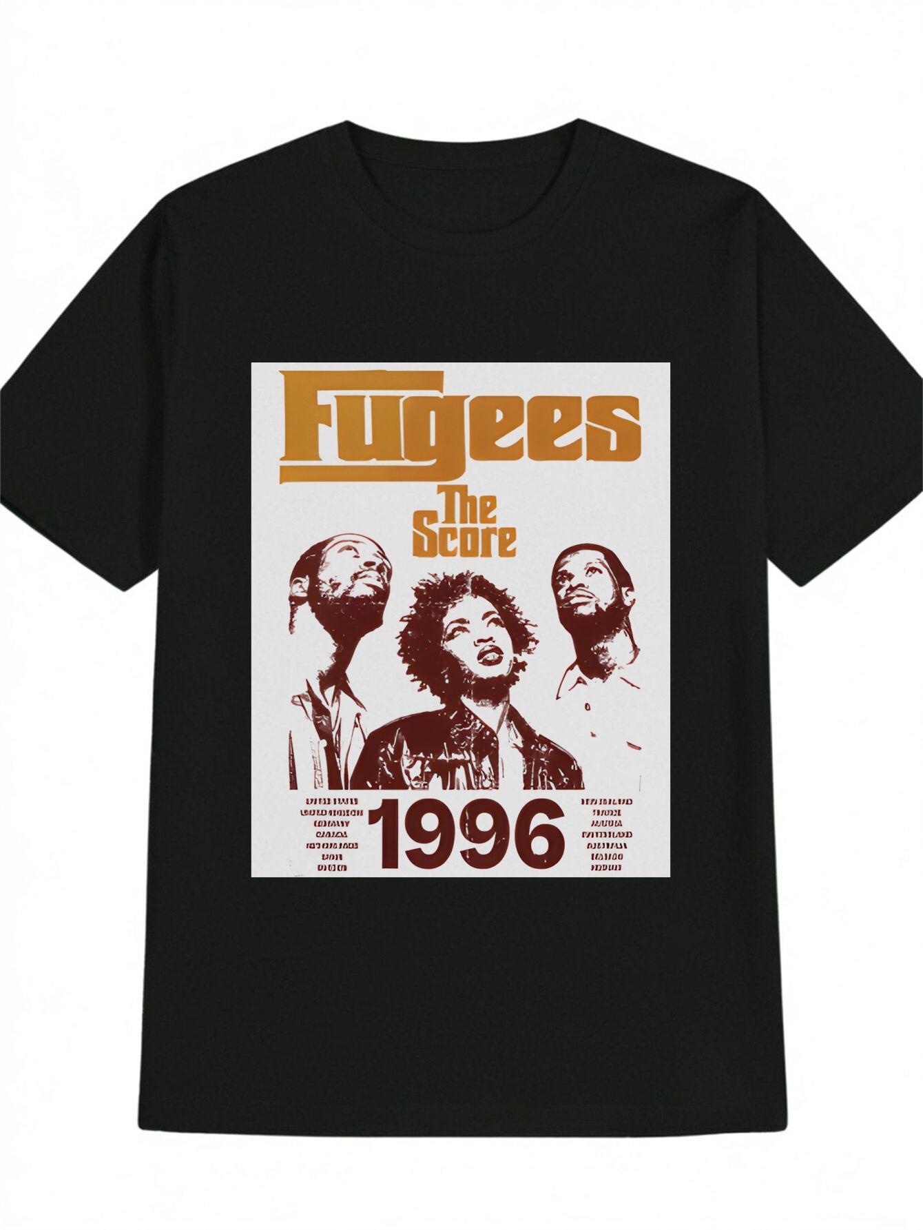 MenS Casual Crew Neck TShirt with Fugees The Score Print Black Lightweight Summer Top for Fans Casual Summer Top M