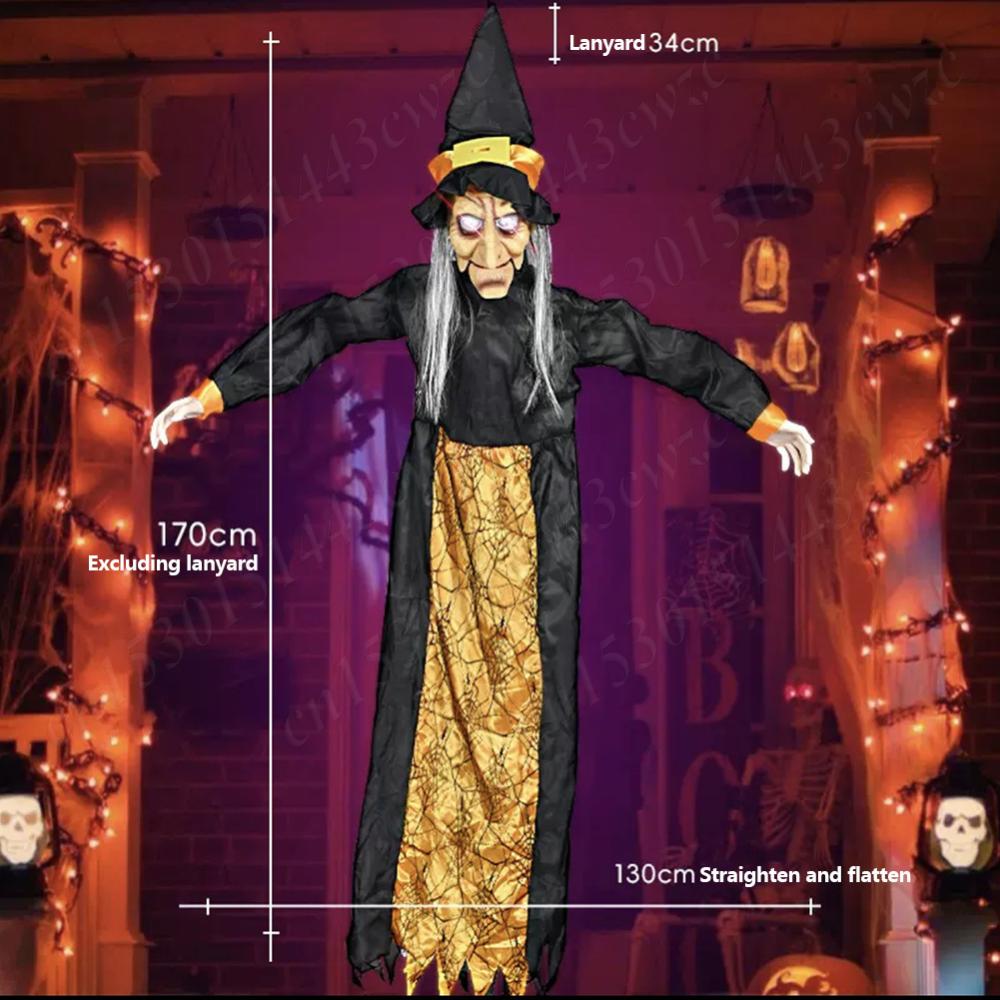 Halloween Decoration Voice Control Witch Large Hanging Ghost Luminous Soundmaking Bar Ghost House Horror Decoration Horror Toy