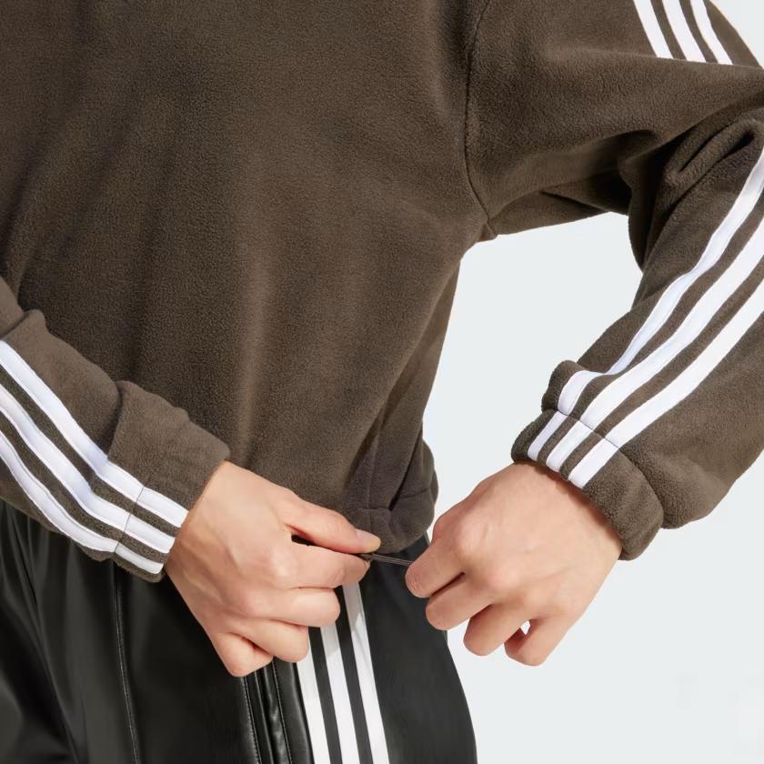 Adidas Originals Polar Fleece Loose Half-Zip Warm Lightweight Stand Collar Sweatshirt Women Sweatshirt Shadow-Olive IW3164