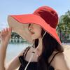 Solid Color Oversized Eaves Bucket Hat Women's Summer Versatile Sunscreen Visor Double-sided Outdoor Fashion Foldable Hat