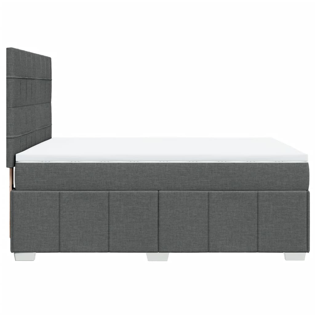 Box Spring Bed with Mattress Dark Grey 140 X 190 Cm Fabric